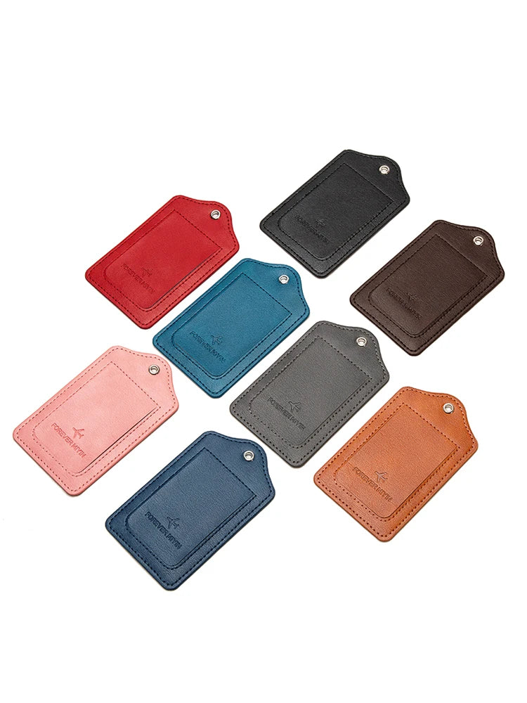 Etiquetas de Equipaje de Cuero PU Impermeables con Anillo de Acero Inoxidable