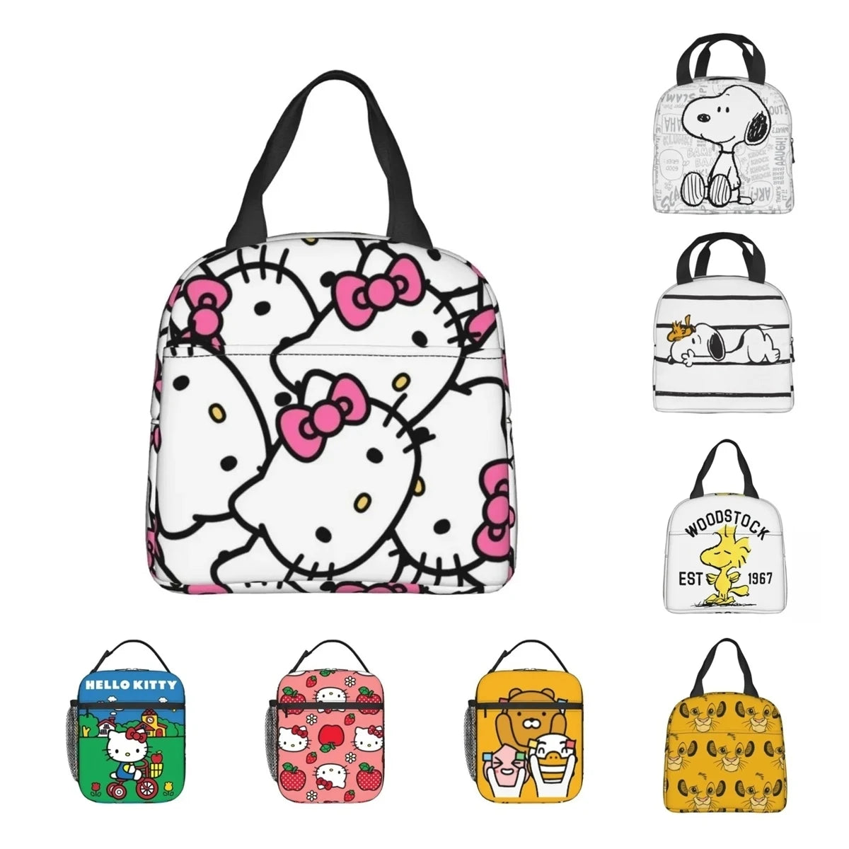 Bolsa Térmica Insulada - Diseños Adorables de Hello Kitty, Snoopy y más