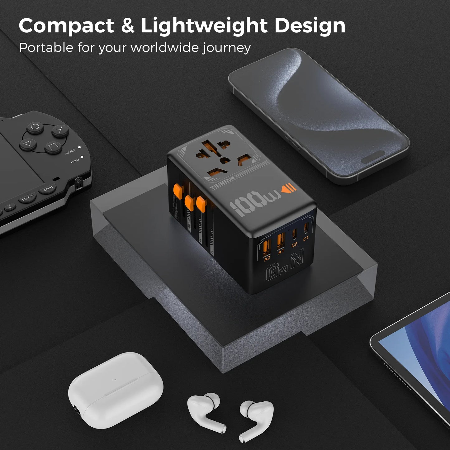 Adaptador de Viaje Universal con Puertos USB de Carga Rápida