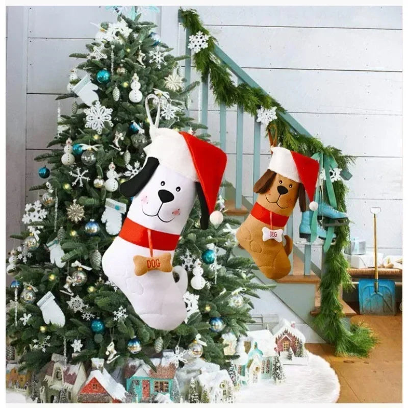 Calcetas Navideñas Decorativas con Diseño de Perrito