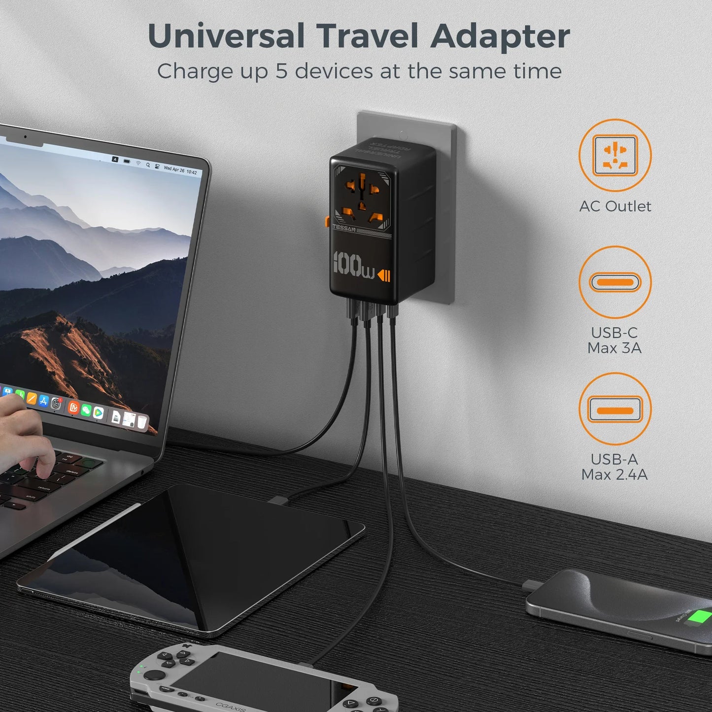 Adaptador de Viaje Universal con Puertos USB de Carga Rápida