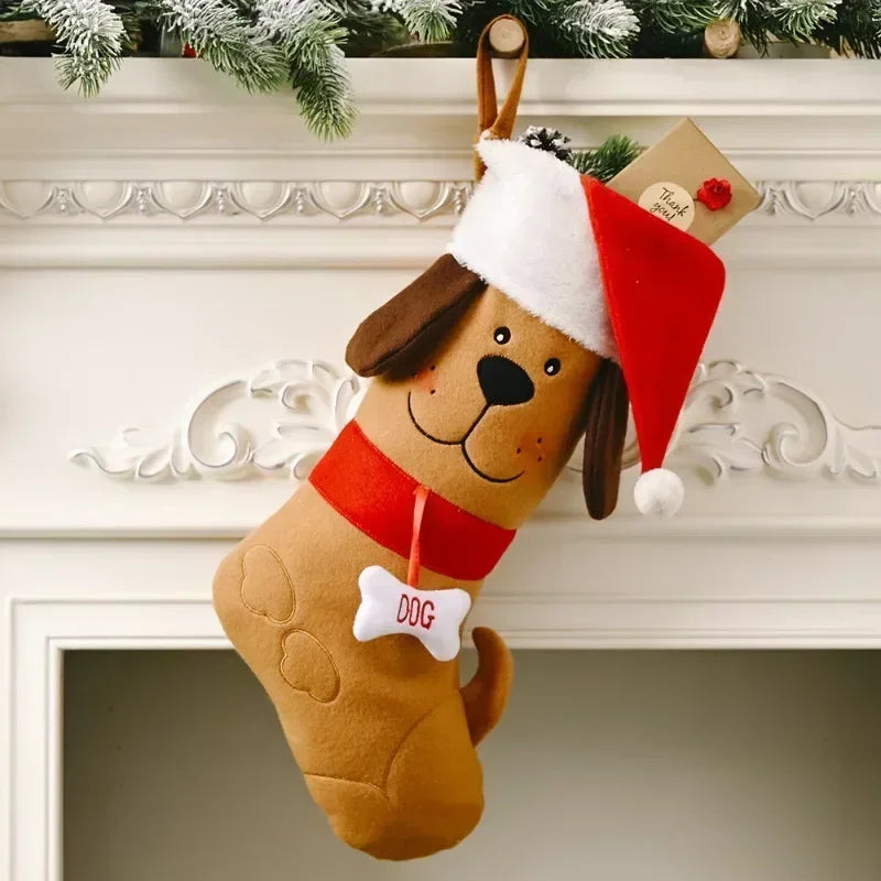 Calcetas Navideñas Decorativas con Diseño de Perrito