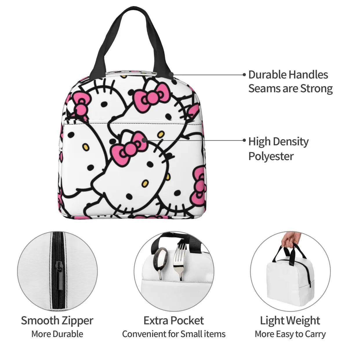 Bolsa Térmica Insulada - Diseños Adorables de Hello Kitty, Snoopy y más