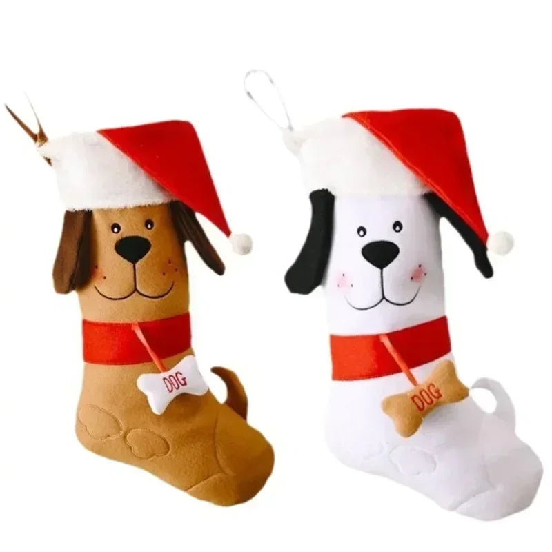 Calcetas Navideñas Decorativas con Diseño de Perrito