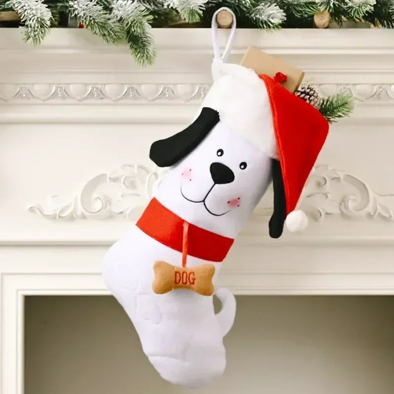 Calcetas Navideñas Decorativas con Diseño de Perrito