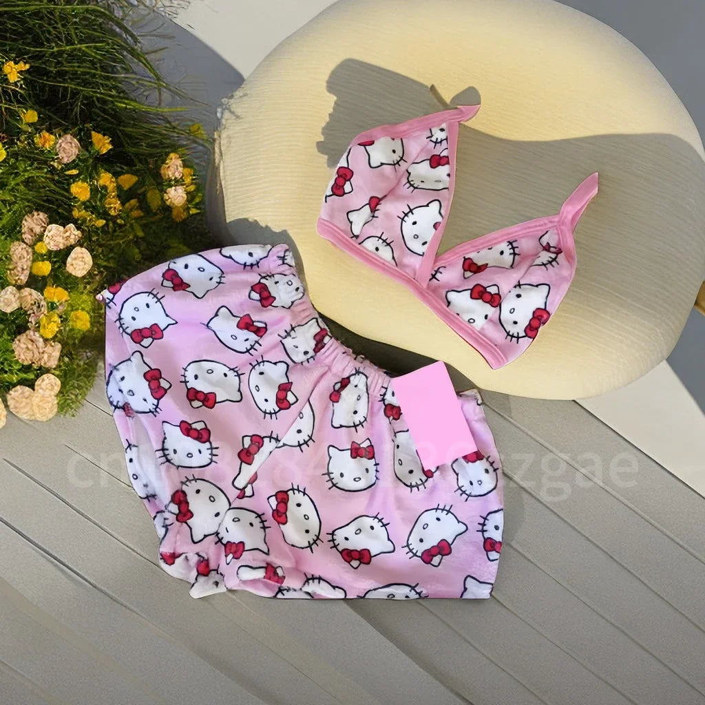 Conjunto de Pijama en Felpa - Modelos de Hello Kitty y Spiderman