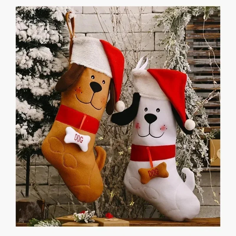 Calcetas Navideñas Decorativas con Diseño de Perrito