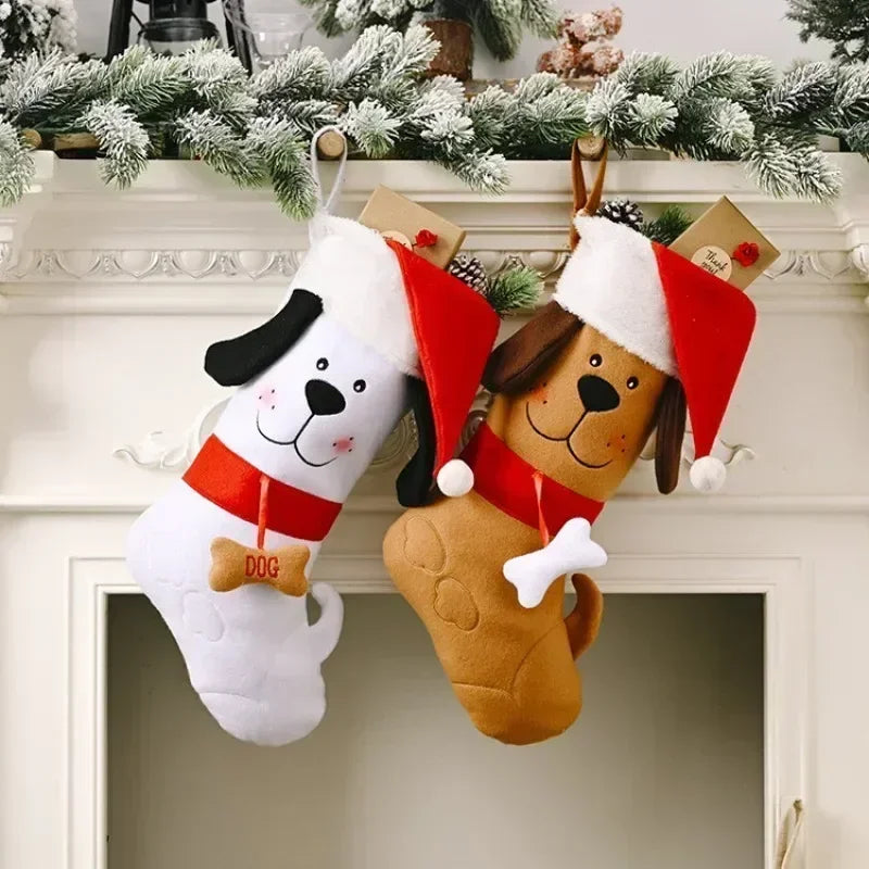 Calcetas Navideñas Decorativas con Diseño de Perrito