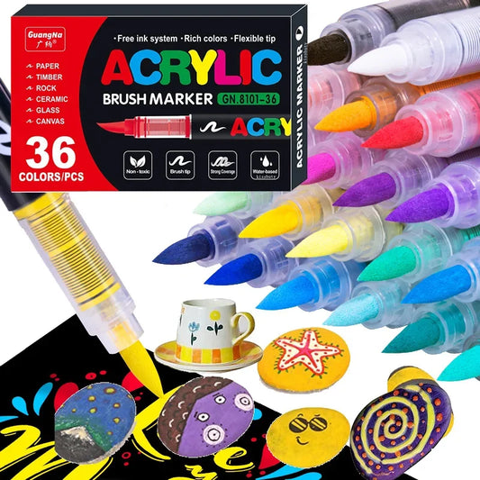 Set de Marcadores Acrílicos - 24/36 Colores Vibrantes para Crear Sin Límites