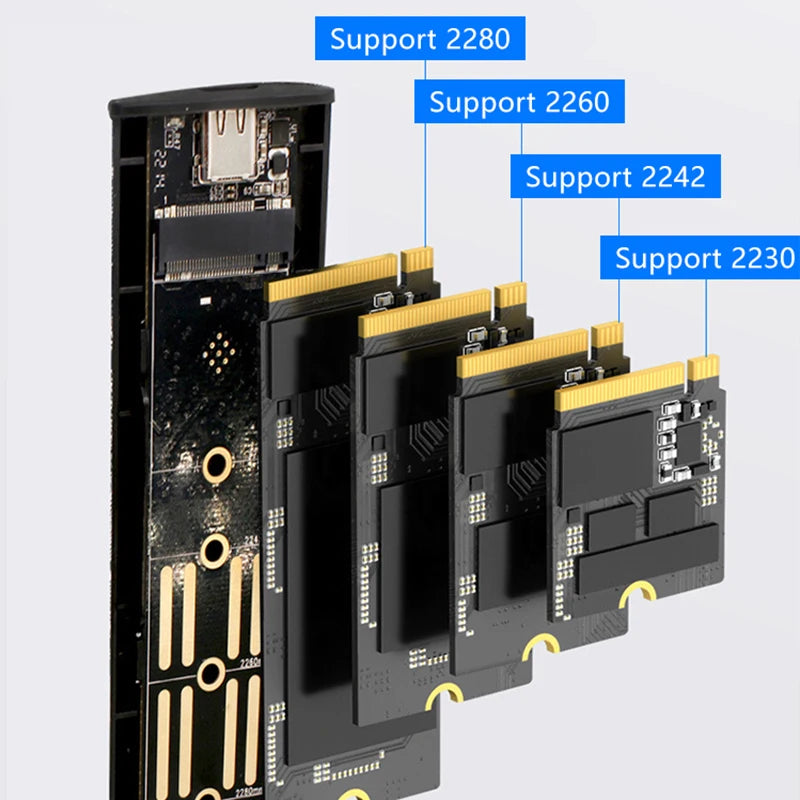 Carcasa Externa M.2 NVMe/SATA USB-C 10Gbps | Adaptador SSD a USB para Disco M.2 2280/2260/2242/2230
