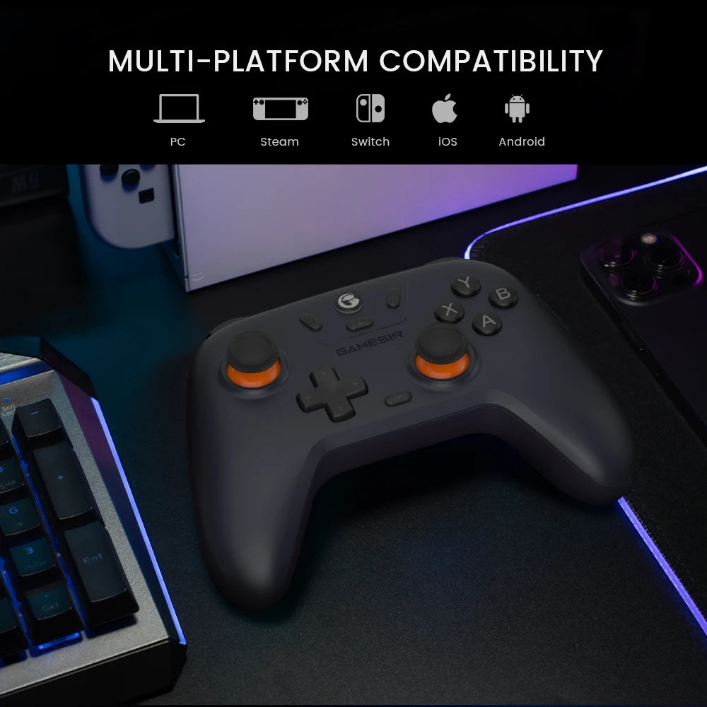 Control GameSir con Sticks Hall Effect, Vibración Dual y Conectividad Multiplataforma – PC, Switch, iOS, Android