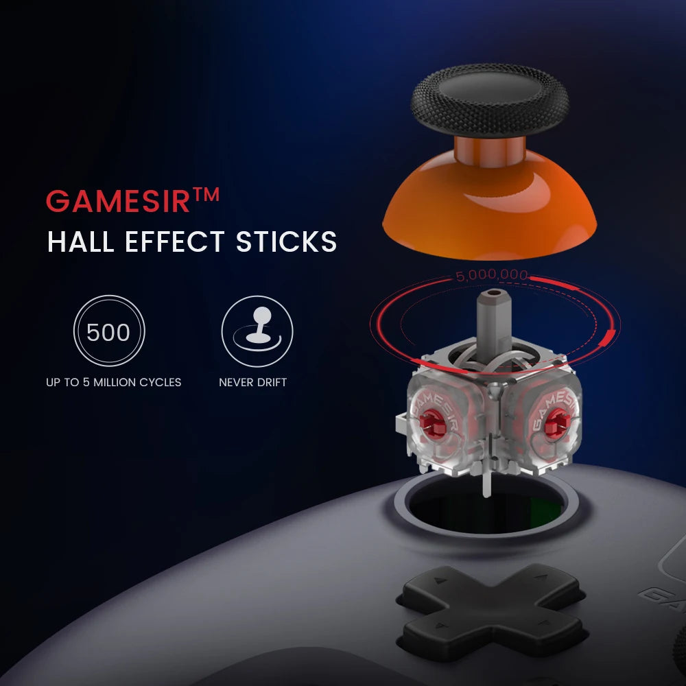 Control GameSir con Sticks Hall Effect, Vibración Dual y Conectividad Multiplataforma – PC, Switch, iOS, Android