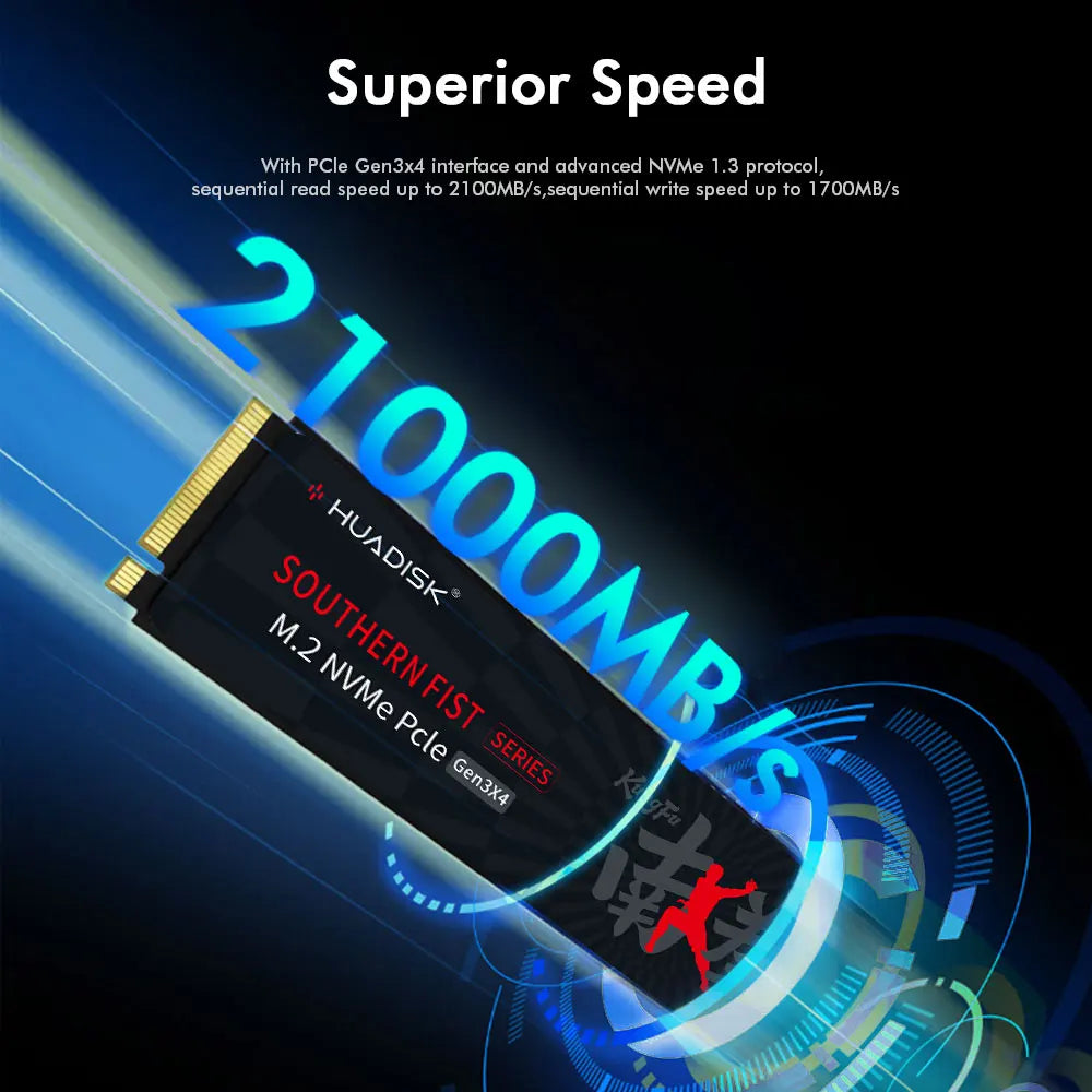 SSD M.2 NVMe PCIe 3.0 HUADISK Southern Fist 2100MB/s – 128GB a 1TB | Garantía 3 años