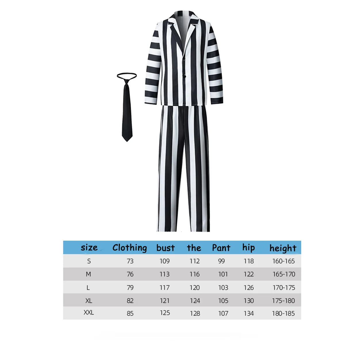 🎩 Disfraz de Beetlejuice: Traje a Rayas con Corbata 🖤
