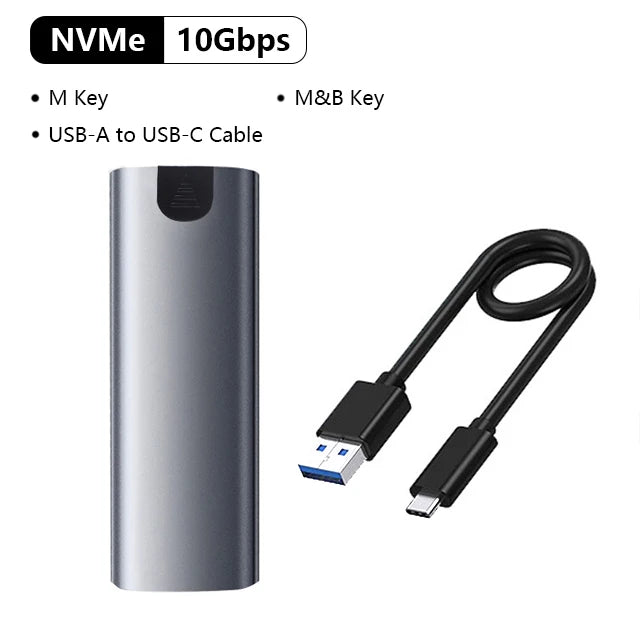 Carcasa Externa M.2 NVMe/SATA USB-C 10Gbps | Adaptador SSD a USB para Disco M.2 2280/2260/2242/2230